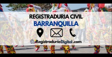 Imagen de Barranquilla con información de contacto de la Registraduría Civil.