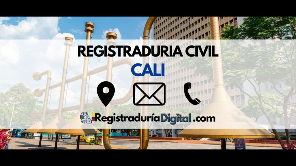 Vista de Cali con información de contacto de la Registraduría Civil.