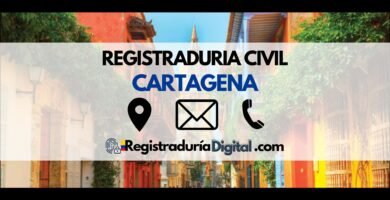 Vista de Cartagena con información de contacto de la Registraduría Civil.